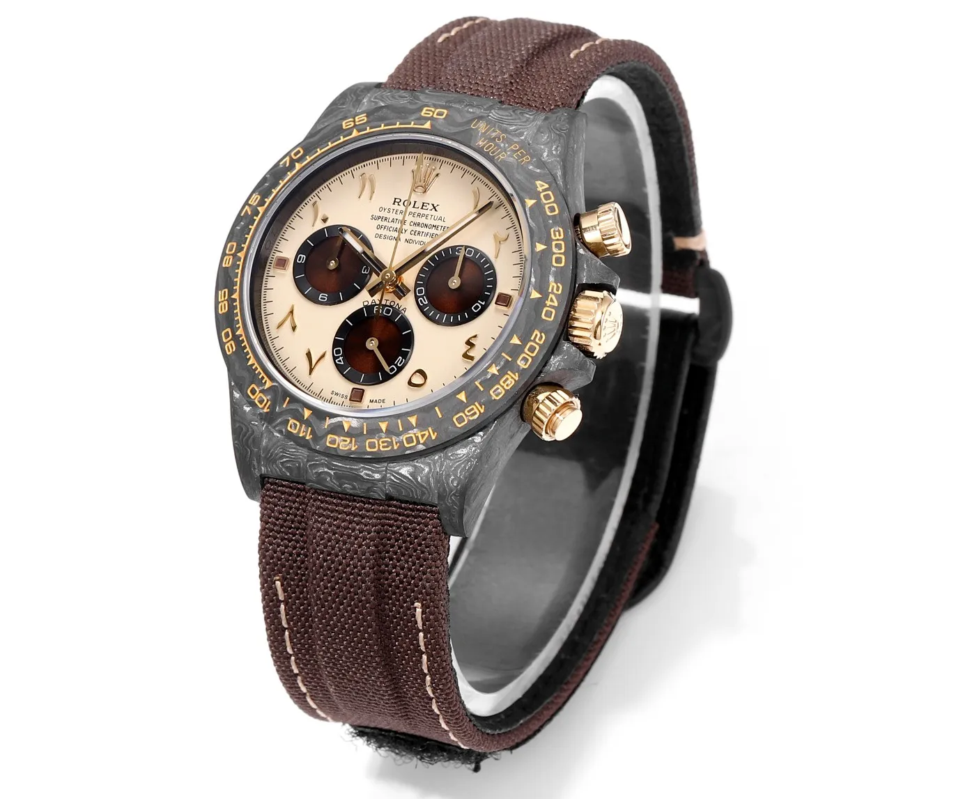 Rolex Daytona Carbon Fiber Custom Edition Watch – Black with Brown Strap by VSF Watches Official - 图片 2