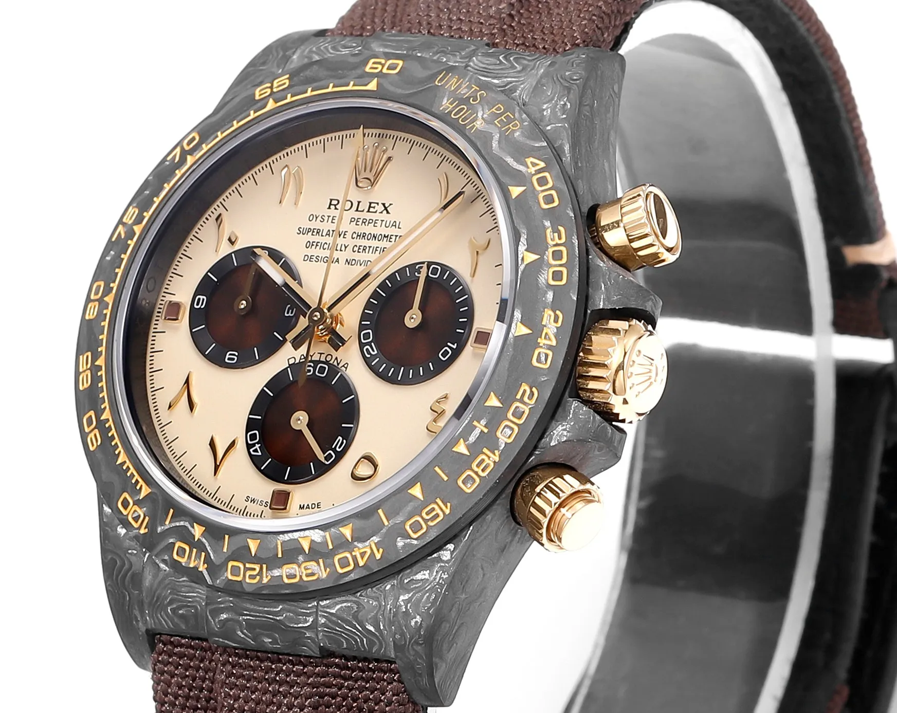 Rolex Daytona Carbon Fiber Custom Edition Watch – Black with Brown Strap by VSF Watches Official - 图片 3