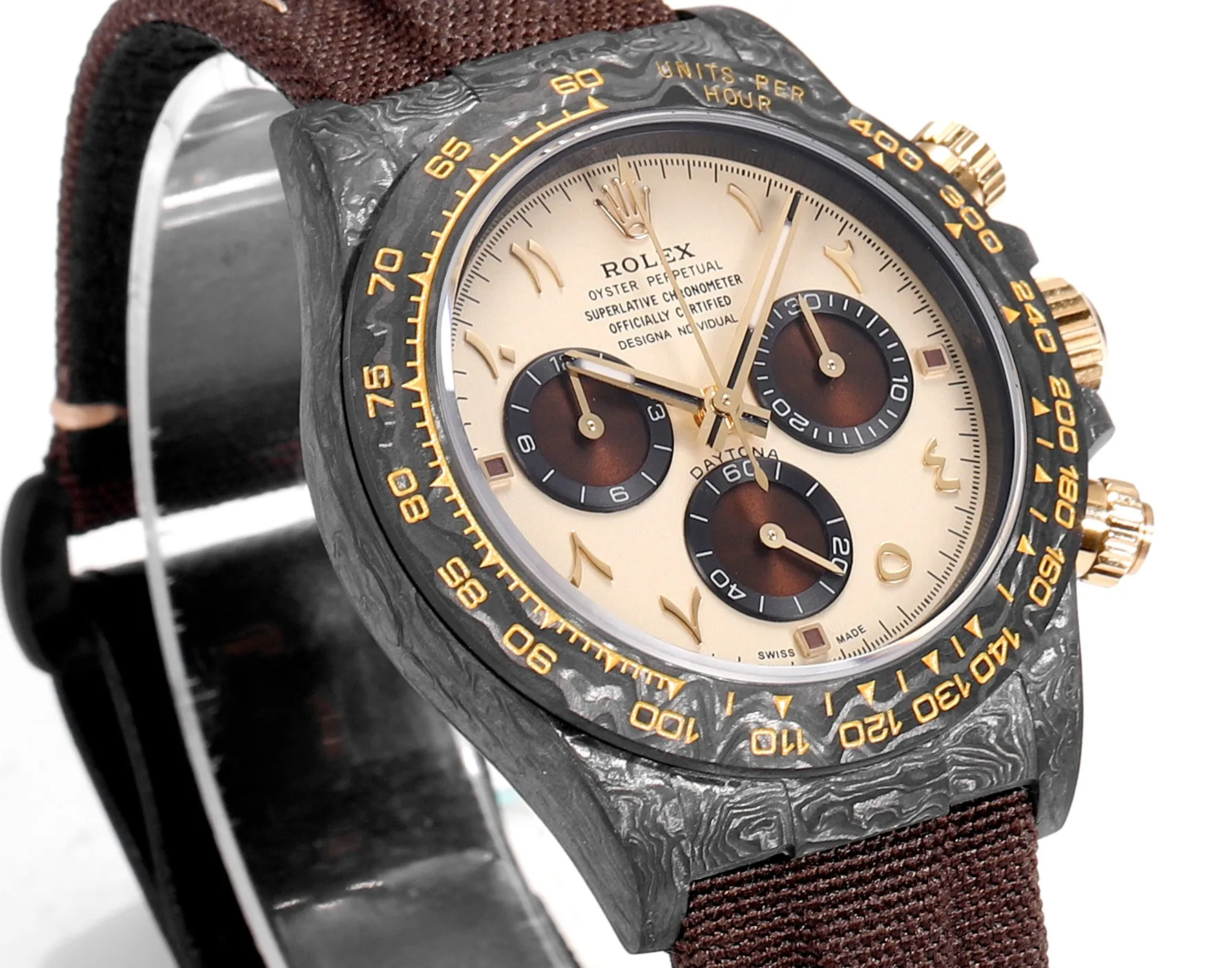 Rolex Daytona Carbon Fiber Custom Edition Watch – Black with Brown Strap by VSF Watches Official - 图片 4