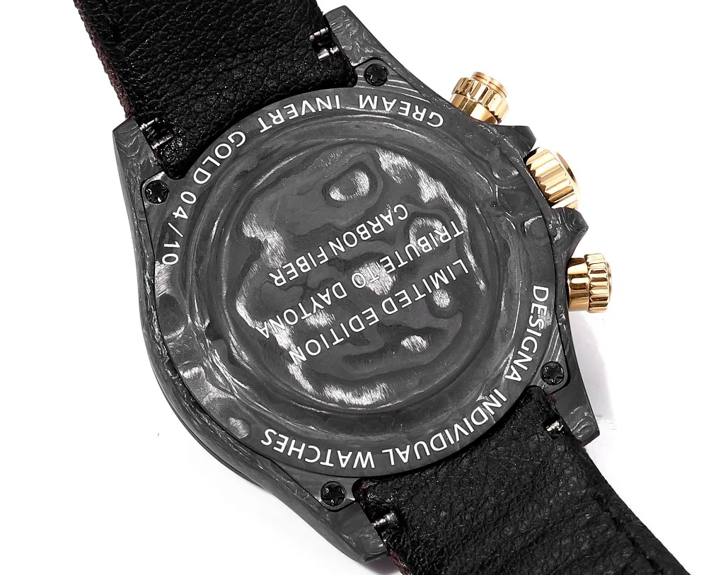 Rolex Daytona Carbon Fiber Custom Edition Watch – Black with Brown Strap by VSF Watches Official - 图片 7