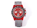 Rolex Daytona Carbon Fiber Night Glow Case Watch – Red Dial, Grey Strap by VSF Watches Official