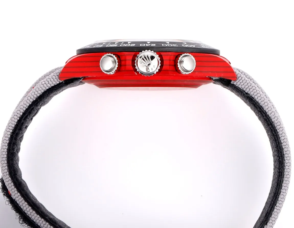 Rolex Daytona Carbon Fiber Night Glow Case Watch – Red Dial, Grey Strap by VSF Watches Official - 图片 4