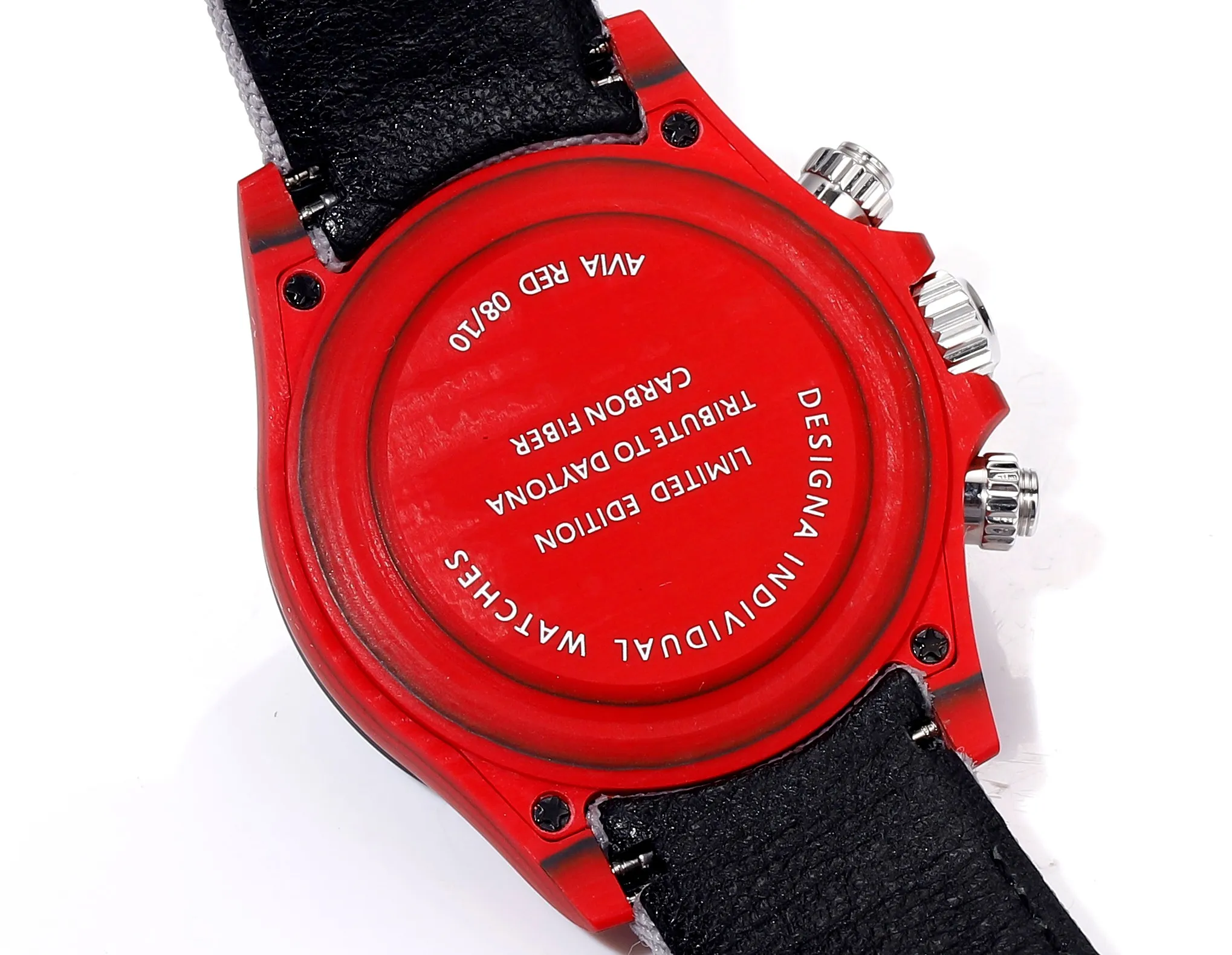 Rolex Daytona Carbon Fiber Night Glow Case Watch – Red Dial, Grey Strap by VSF Watches Official - 图片 6