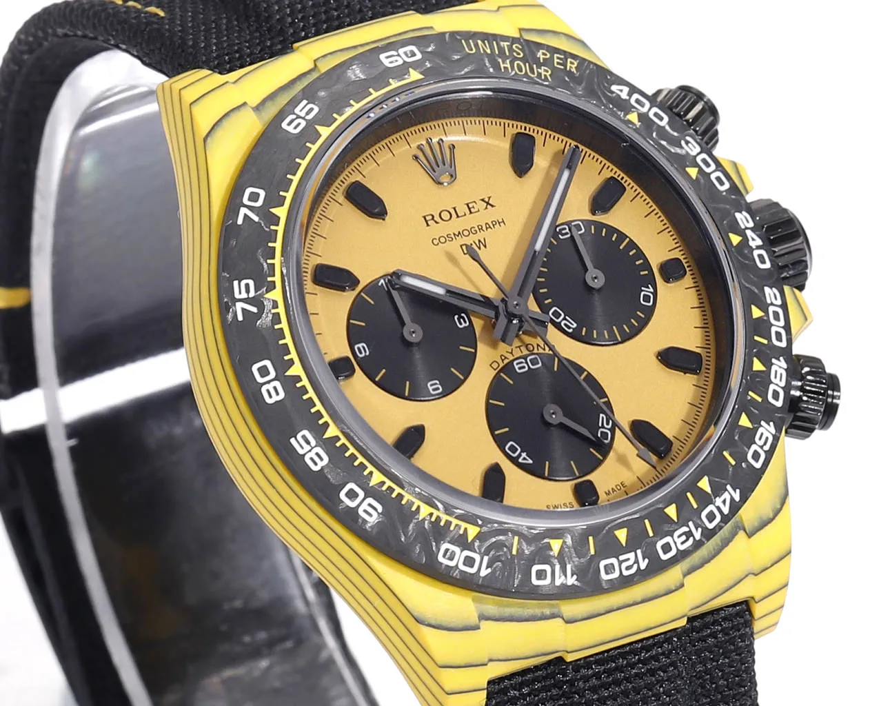 Rolex Daytona Carbon Fiber Night Glow Case Watch – Yellow with Black Strap by VSF Watches Official Store - 图片 2