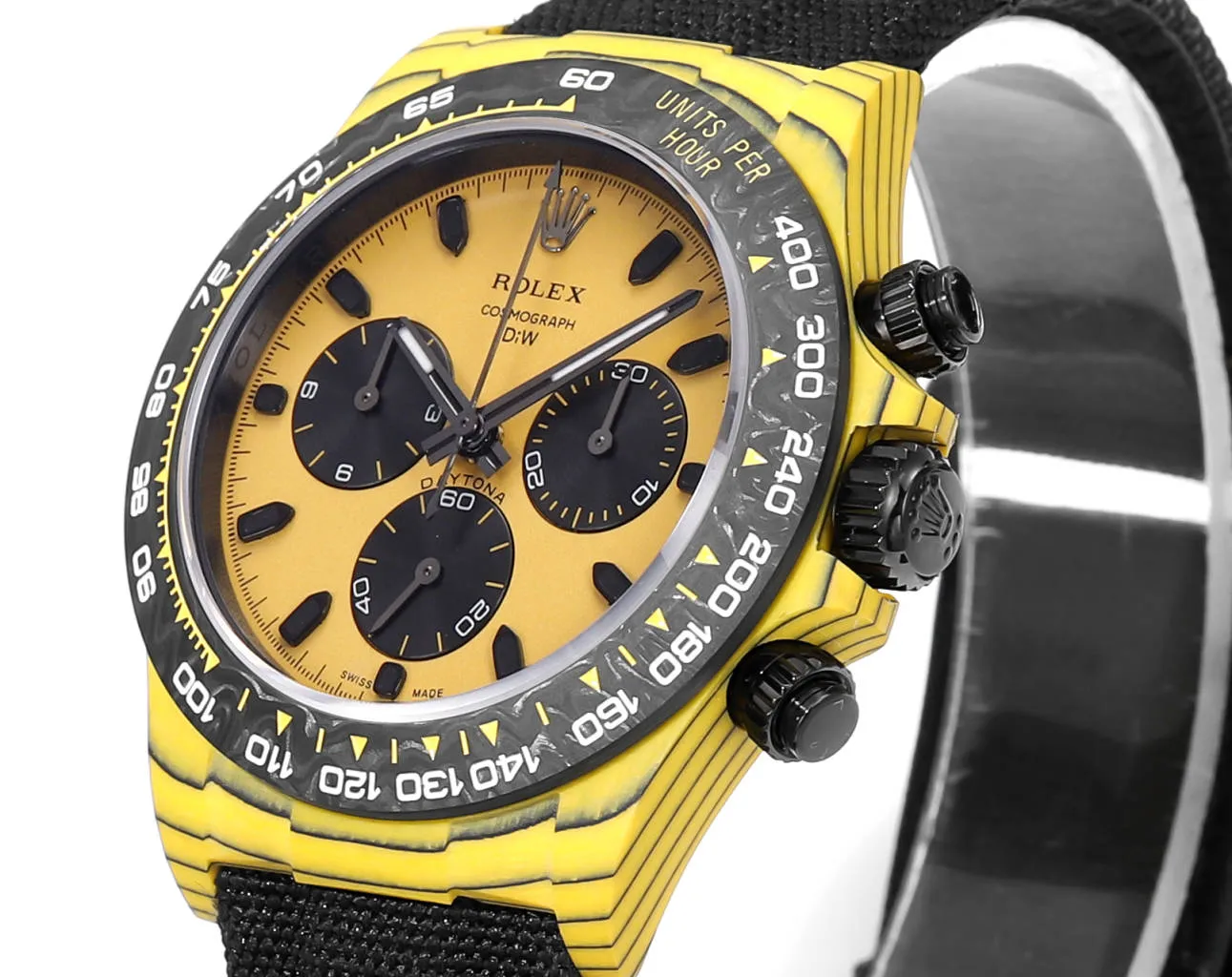 Rolex Daytona Carbon Fiber Night Glow Case Watch – Yellow with Black Strap by VSF Watches Official Store - 图片 3
