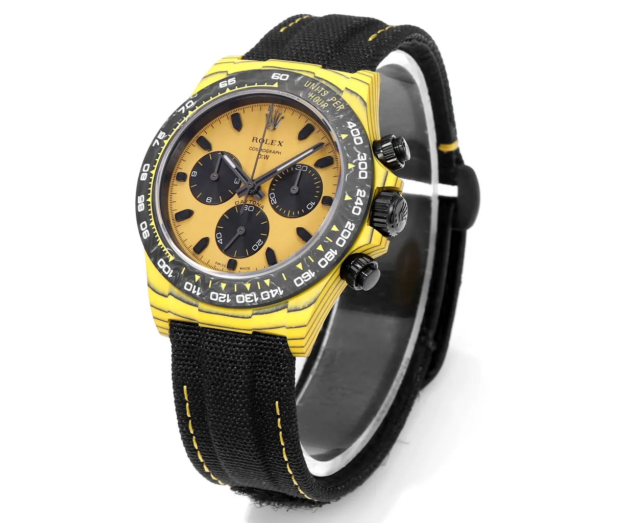 Rolex Daytona Carbon Fiber Night Glow Case Watch – Yellow with Black Strap by VSF Watches Official Store - 图片 4
