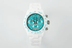 Rolex Daytona Ceramic Watch – White Strap, Turquoise Dial, Premium VSF Watches Design