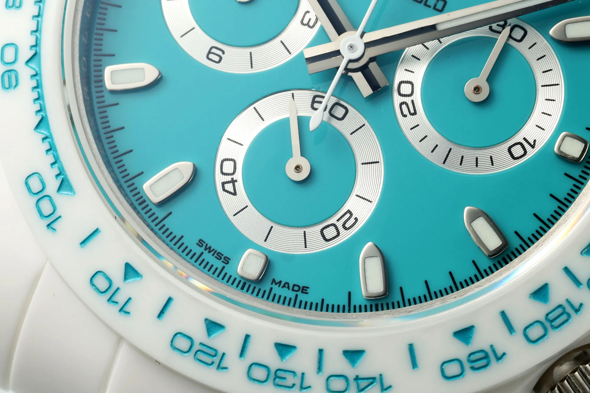 Rolex Daytona Ceramic Watch – White Strap, Turquoise Dial, Premium VSF Watches Design - 图片 5