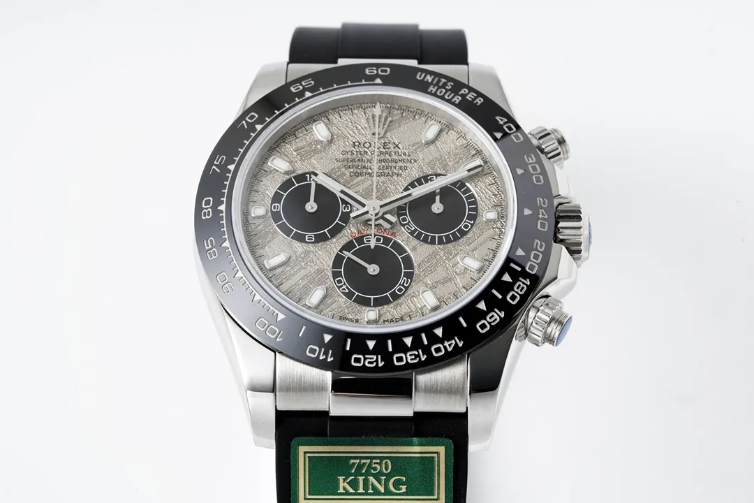 Rolex Daytona Cosmograph Watch – Silver Dial, Black Rubber Strap, Premium Watches Replica Collection - 图片 2