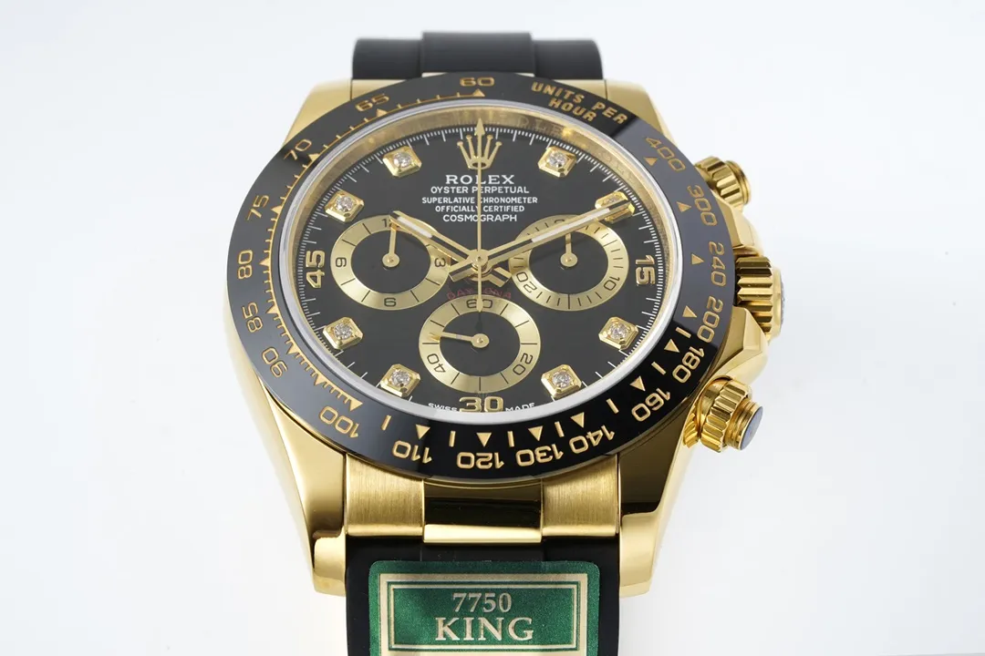 Rolex Daytona – Gold & Black Rubber Strap, Premium Watches Replica - 图片 2