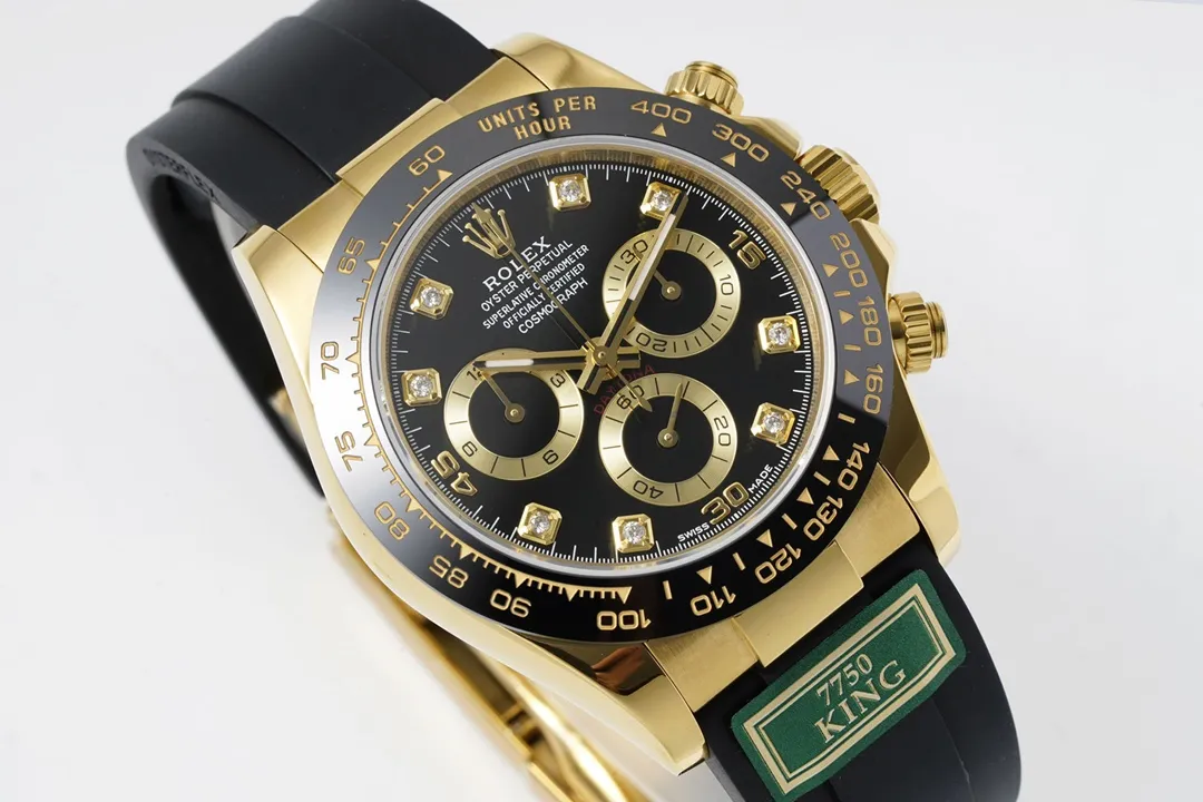 Rolex Daytona – Gold & Black Rubber Strap, Premium Watches Replica - 图片 4