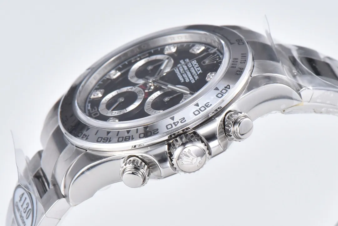 Rolex Daytona Watch – Black Enamel Dial with Moissanite Diamonds - 图片 3