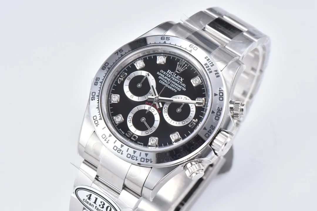 Rolex Daytona Watch – Black Enamel Dial with Moissanite Diamonds - 图片 6