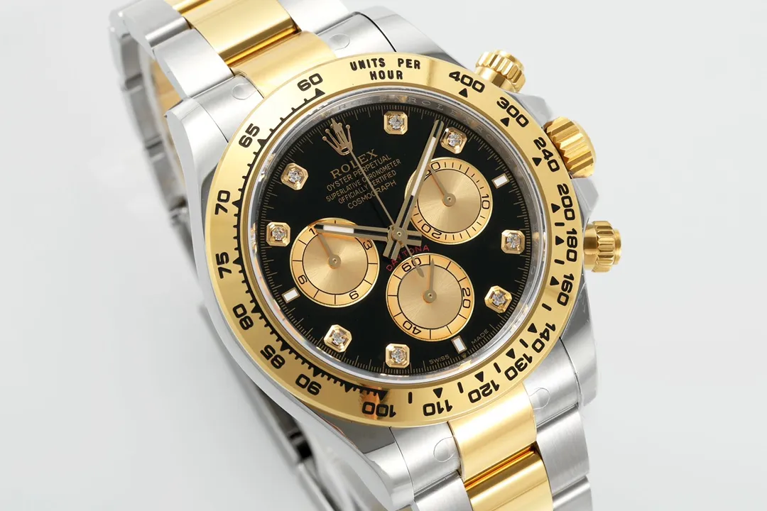 Rolex Daytona Watch – Two-Tone Stainless Steel and Gold, Black Dial, Chronograph Style - 图片 2