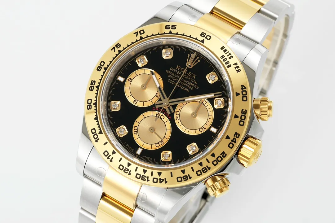 Rolex Daytona Watch – Two-Tone Stainless Steel and Gold, Black Dial, Chronograph Style - 图片 3