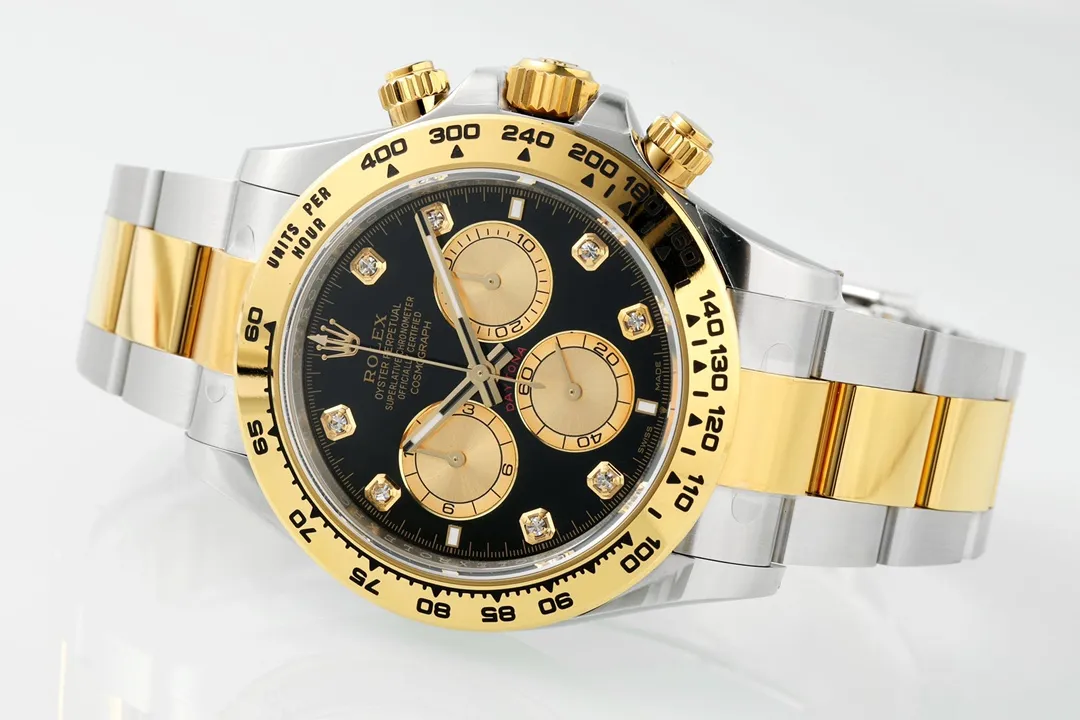 Rolex Daytona Watch – Two-Tone Stainless Steel and Gold, Black Dial, Chronograph Style - 图片 5
