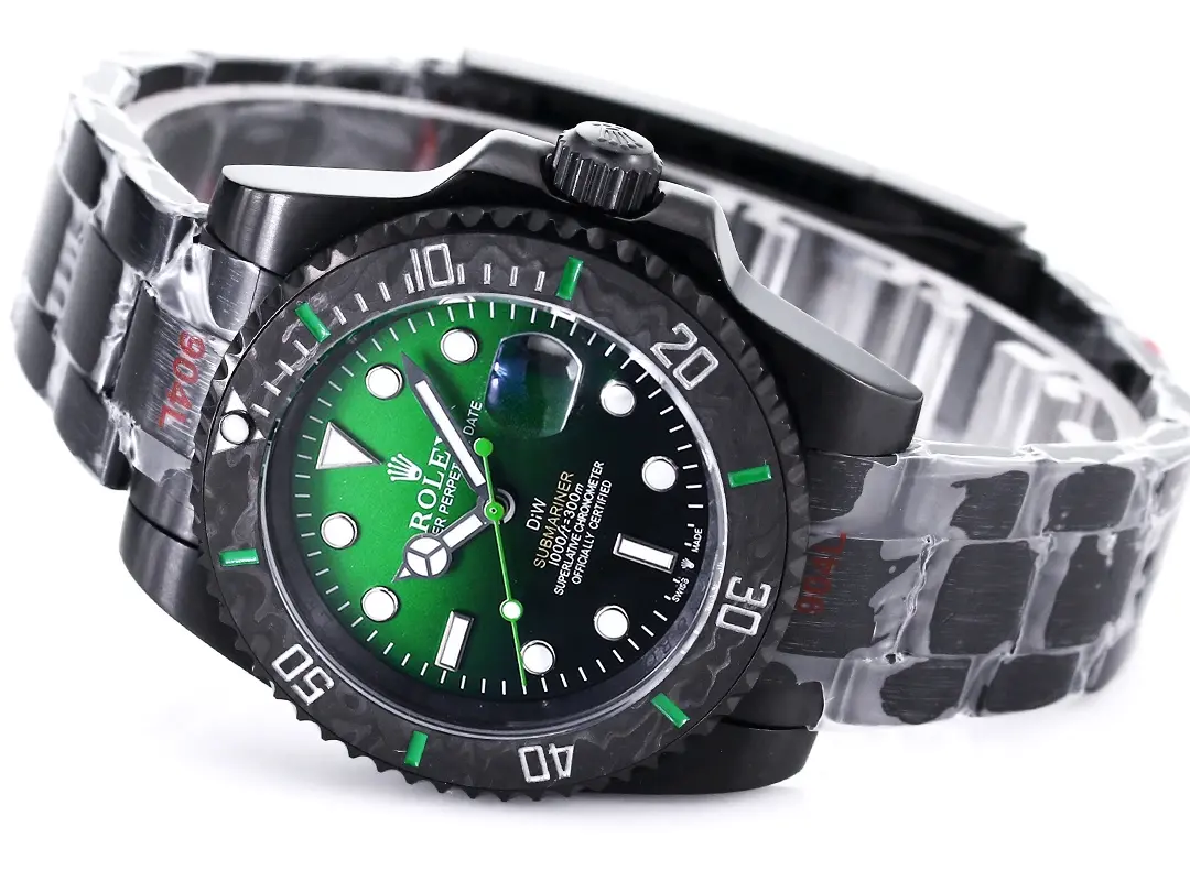 VS Factory Rolex Submariner PARAKEET – Custom Black Carbon Fiber Bezel, Gradient Green Dial, 904L Steel by VSF Watches Official Store - 图片 4