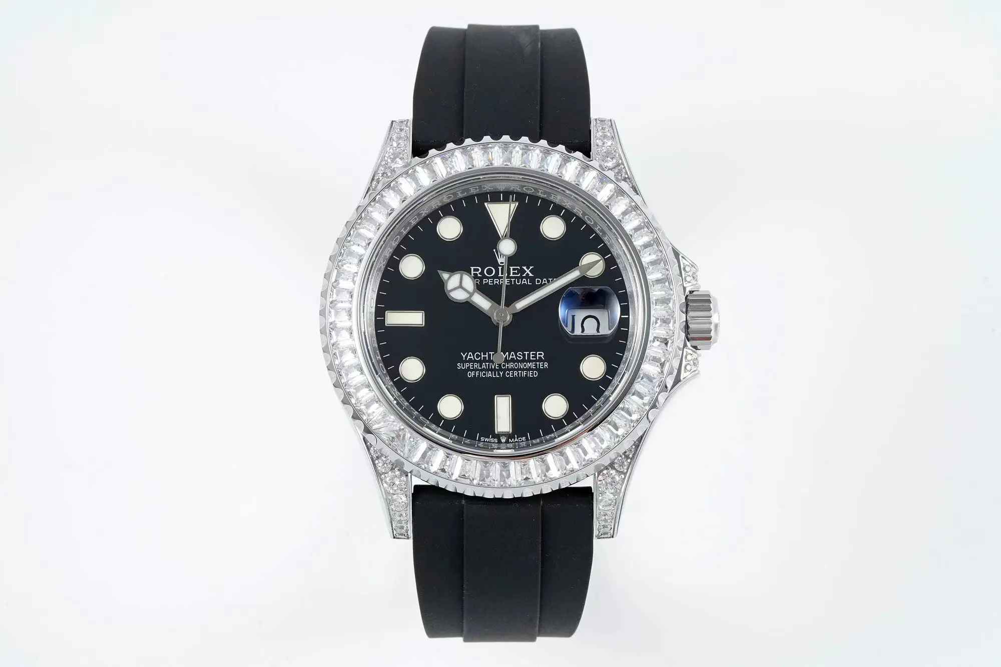 Rolex Yacht-Master 42mm Black Dial Diamond Bezel Rubber Strap Watch Collection