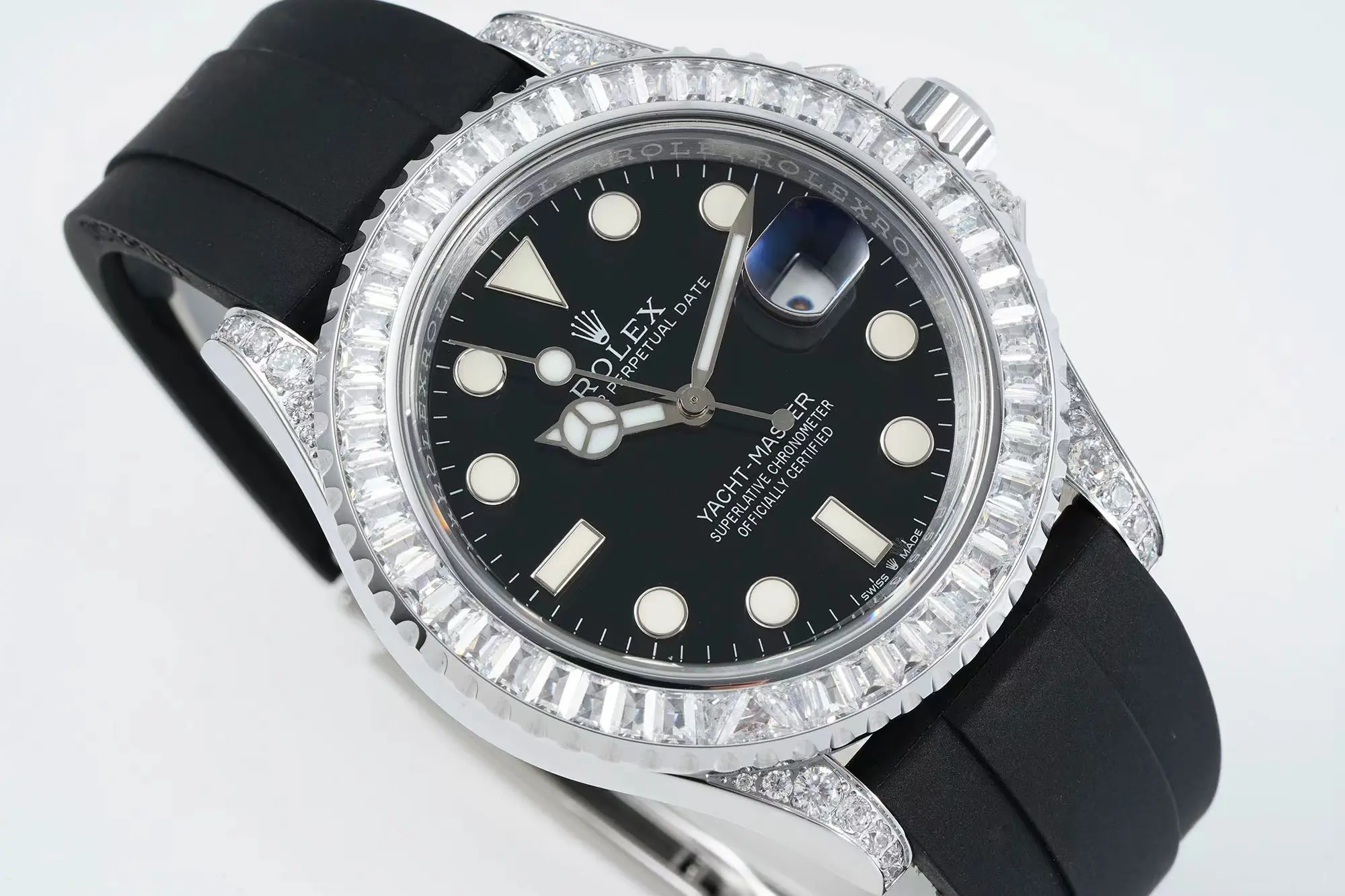 Rolex Yacht-Master 42mm Black Dial Diamond Bezel Rubber Strap Watch Collection - 图片 2
