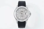 Rolex Yacht-Master 42mm Diamond Set Watch – Silver Dial with Black Rubber Strap