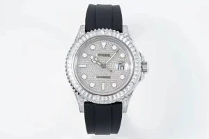 Rolex Yacht-Master 42mm Diamond Set Watch – Silver Dial with Black Rubber Strap
