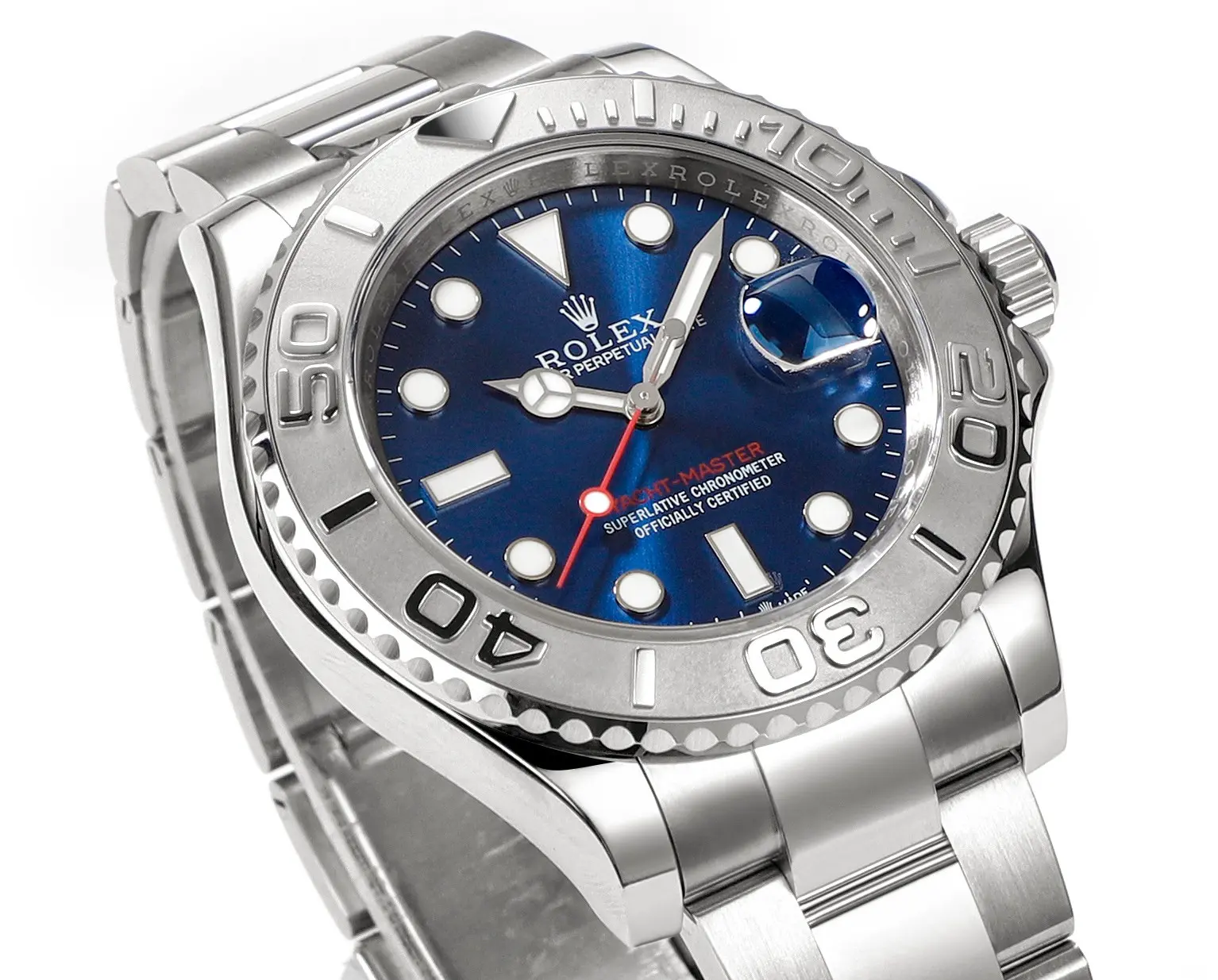Rolex Yacht-Master 42mm Stainless Steel Watch with Blue Dial and Oyster Bracelet – Classic Elegant Sporty - 图片 4