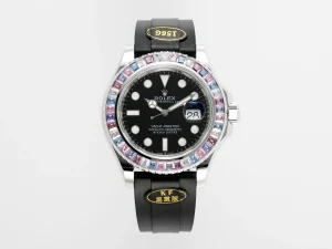 Rolex Yacht-Master “Heavy Edition” – Black Dial with Rainbow Bezel, Rubber Strap & Premium Quality Craftsmanship