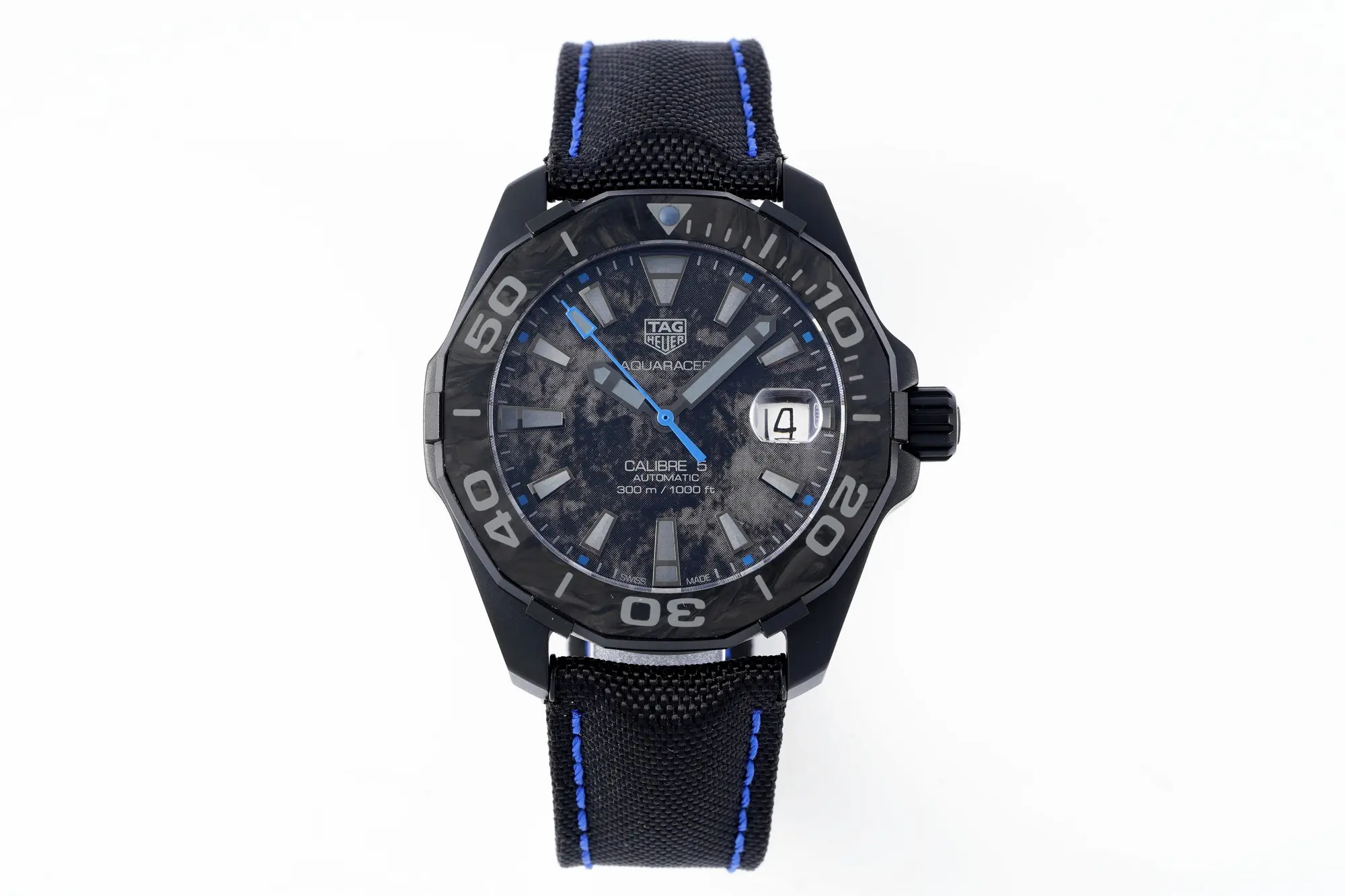 V6 Factory TAG Heuer Series Watch – Black with Blue Stitching, Casual & Formal Style, 100m Waterproof, SW200 Movement, Super Clone Replica Design