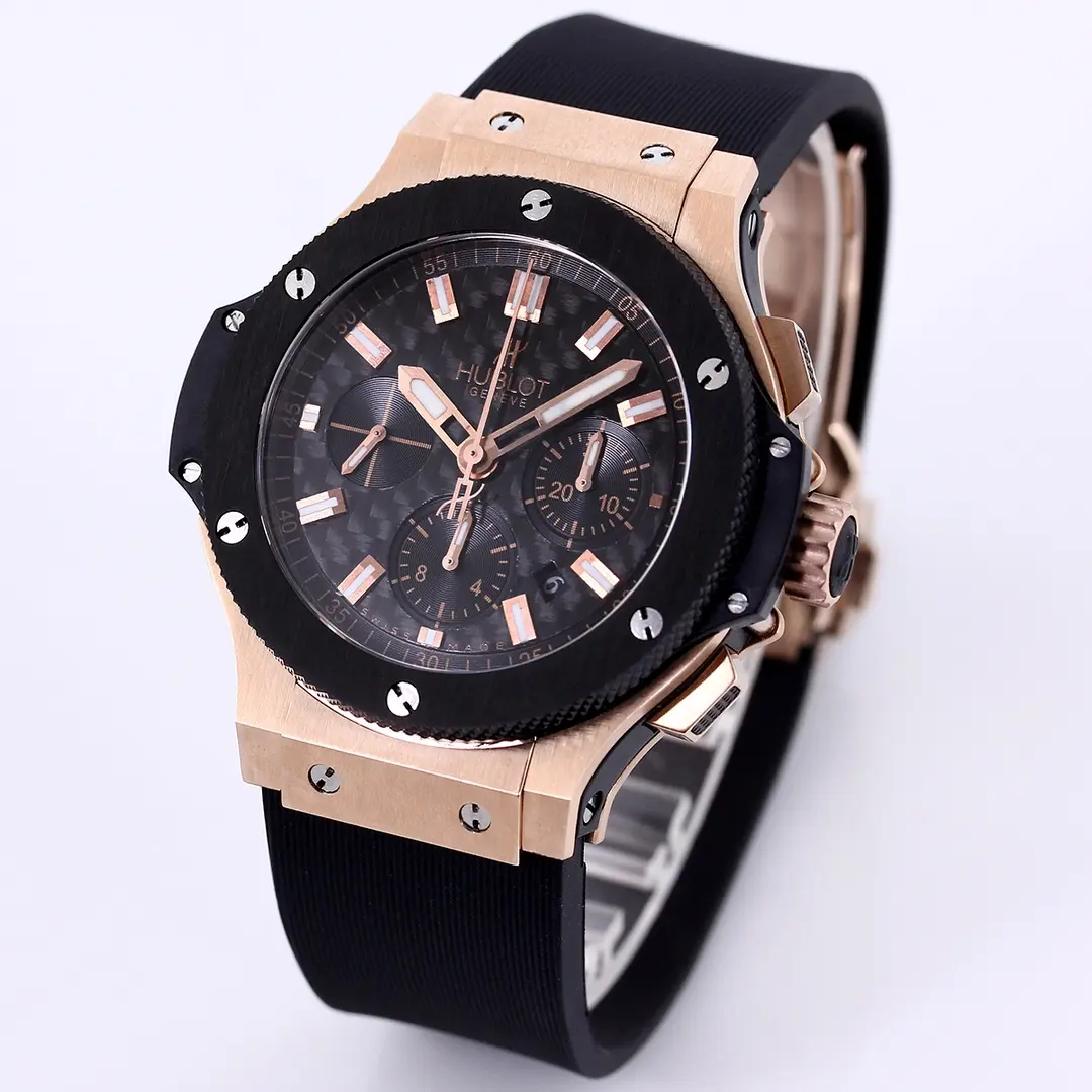 TMF Factory Hublot Big Bang 44mm Rose Gold Black Dial Chronograph Watch with Rubber Strap – Super Clone Edition - 图片 2