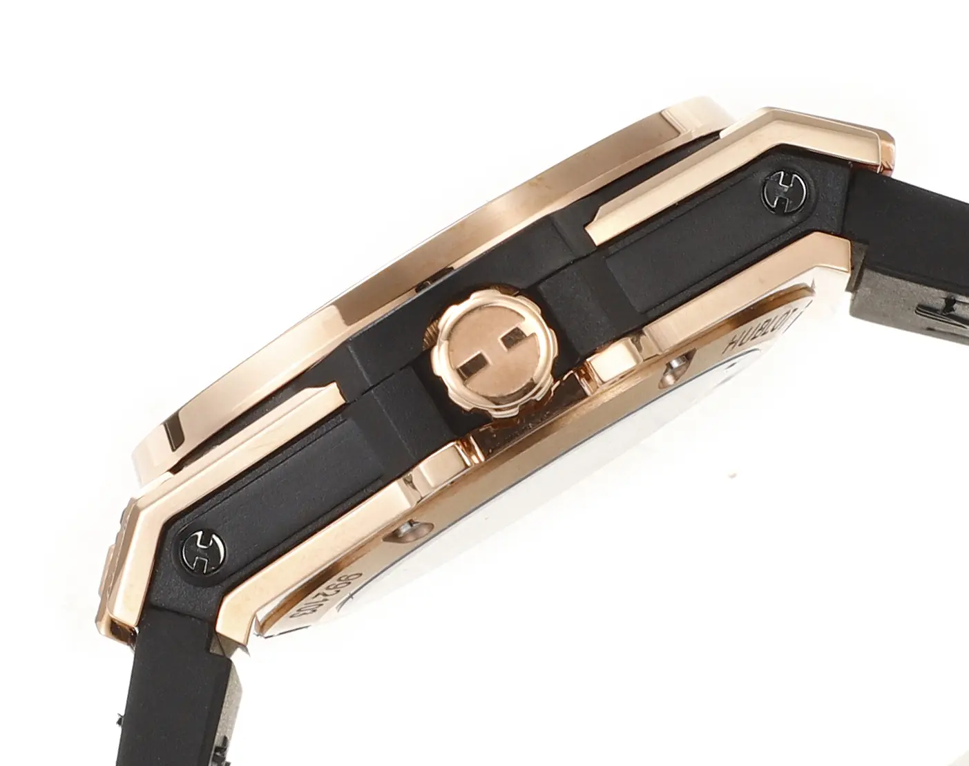 TMF Factory HUBLOT Big Bang One-Click 39mm Stainless Steel Rainbow Watch – Blue Dial, Rose Gold and Diamond Bezel, Blue Leather Strap, Best Replica Watch - 图片 5