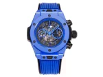 TMF Factory Hublot Big Bang Unico Blue Ceramic Chronograph Watch – 45mm Rubber Strap, Super Clone Edition
