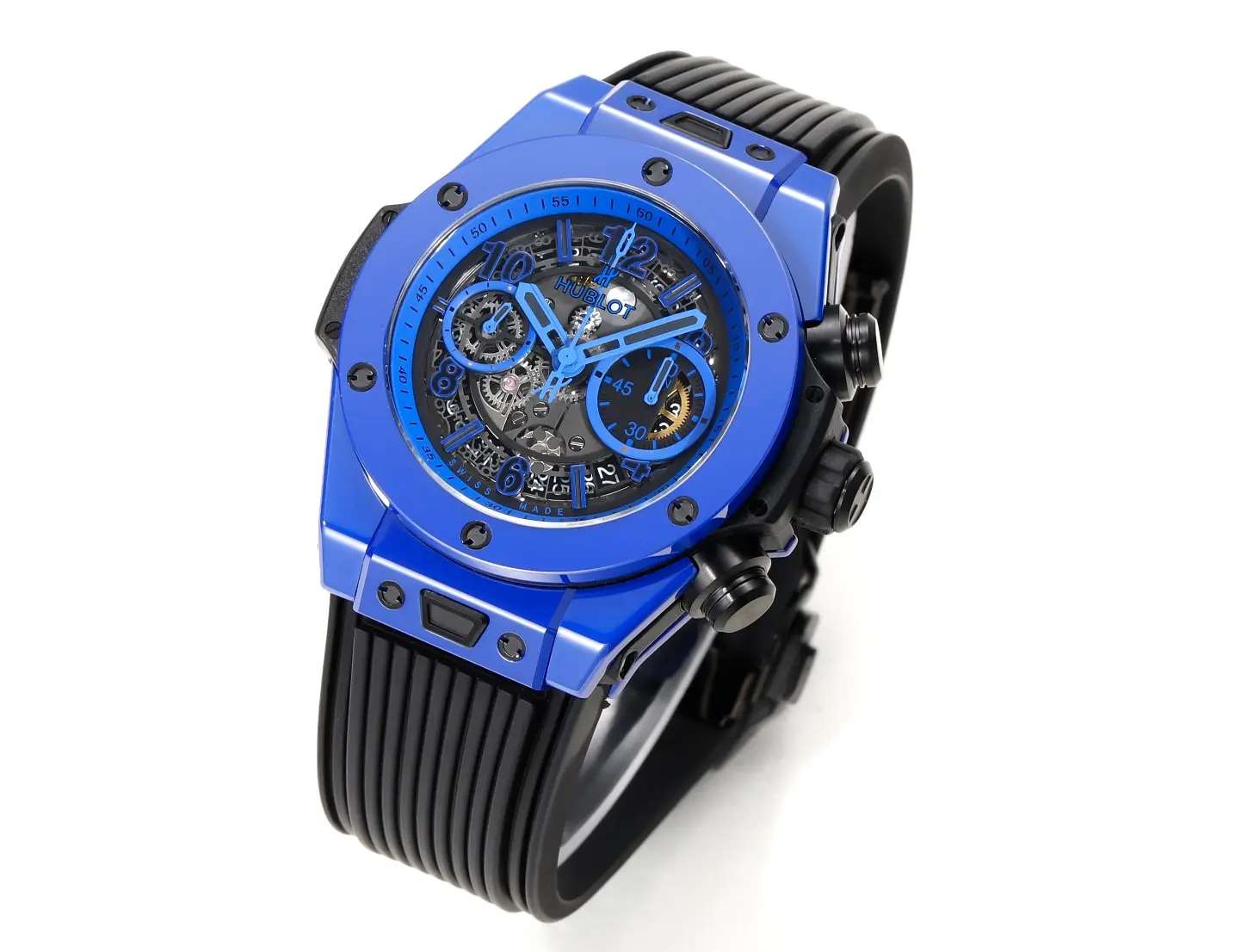 TMF Factory Hublot Big Bang Unico Blue Ceramic Watch – 45mm Automatic Chronograph with Rubber Strap – Super Clone Quality - 图片 2