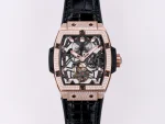 TMF Factory Hublot Masterpiece 906 Tourbillon Watch – Rose Gold/Platinum, Black Leather Strap, Skeleton Dial, Super Clone Design
