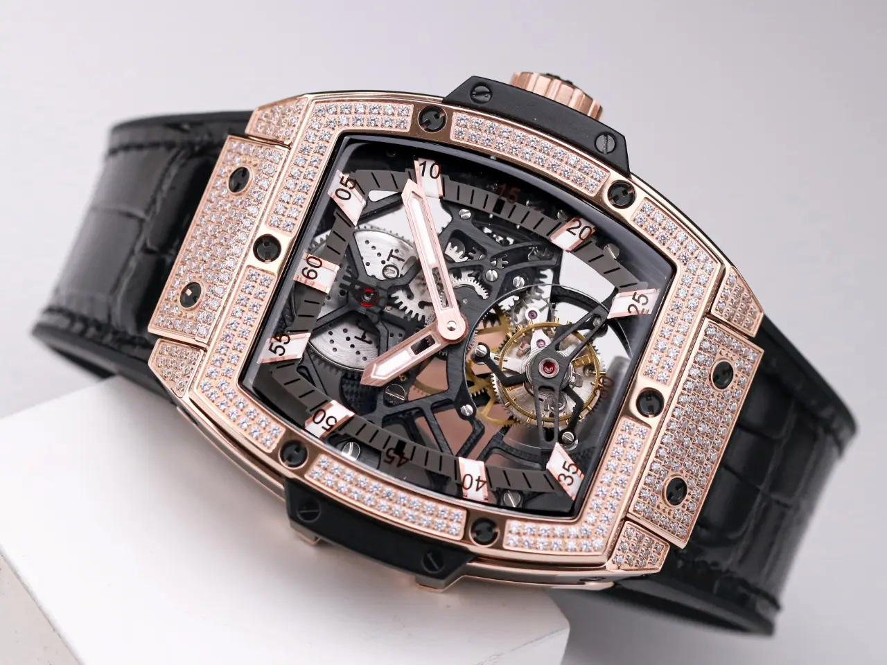 TMF Factory Hublot Masterpiece 906 Tourbillon Watch – Rose Gold/Platinum, Black Leather Strap, Skeleton Dial, Super Clone Design - 图片 2