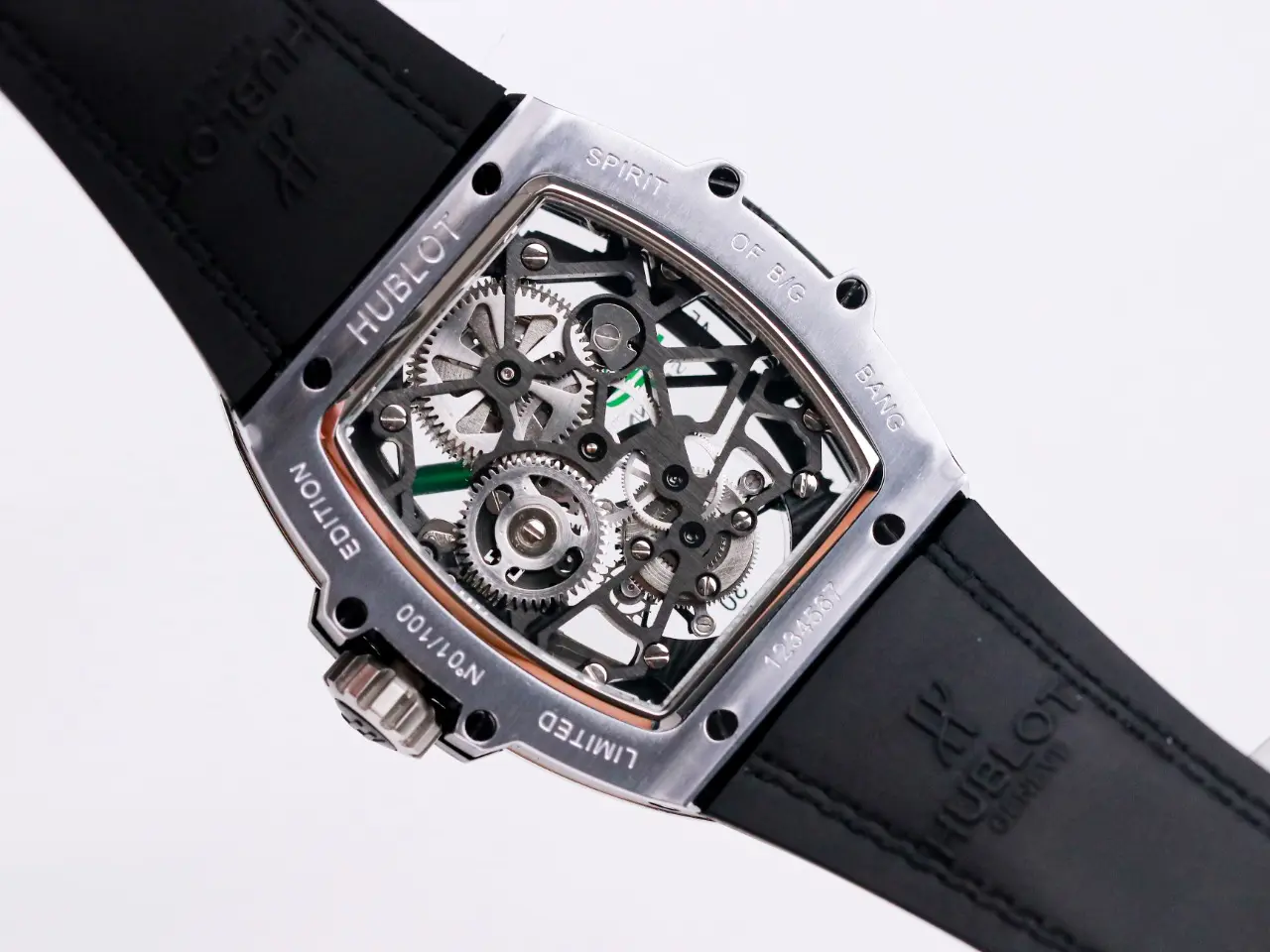 TMF Factory Hublot Masterpiece 906 Tourbillon Watch – Silver with Green Accents, Manual Wind Movement, Leather Strap, Super Clone Design - 图片 5