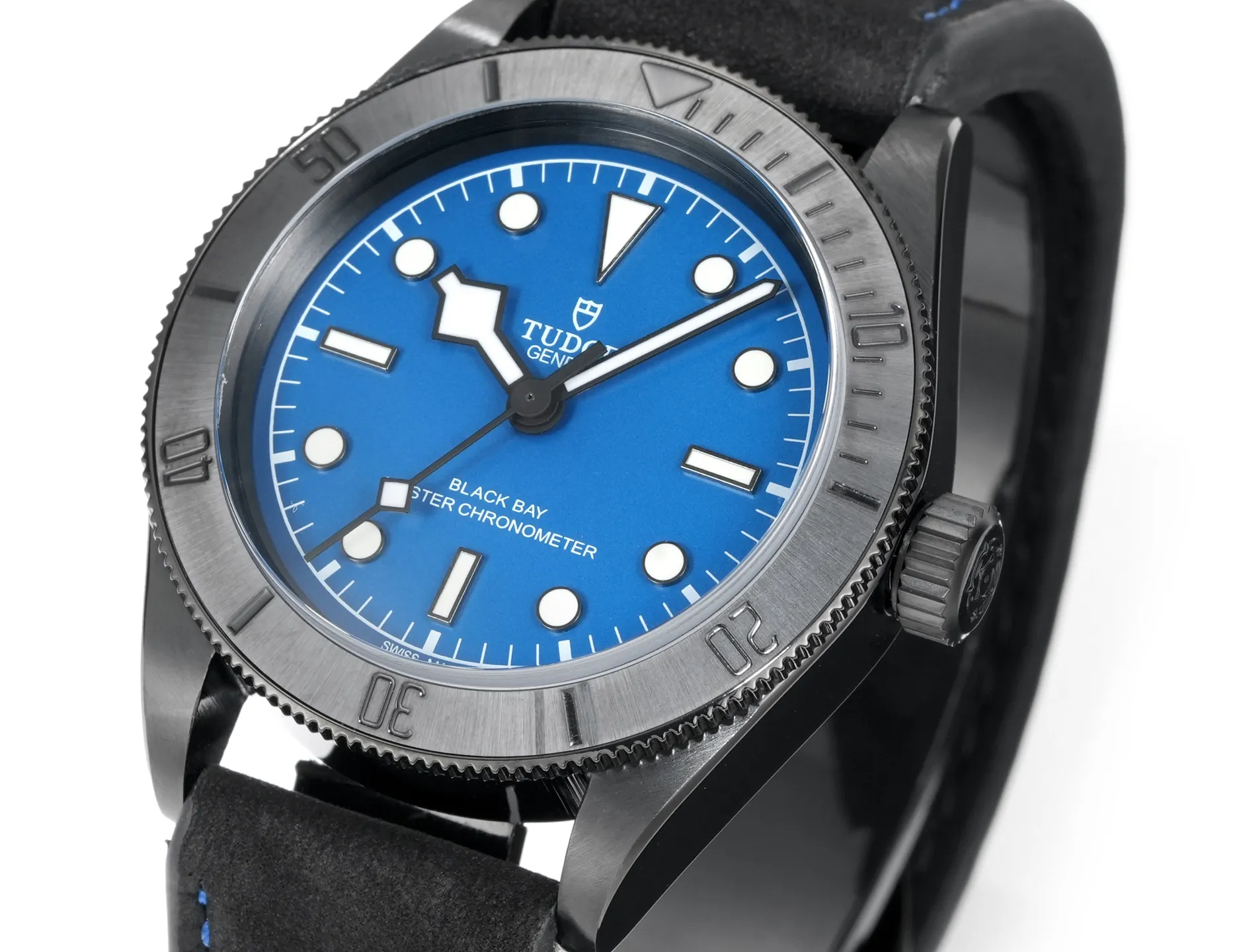 Tudor Black Bay Blue Dial Automatic Diver’s Watch with Black Leather Strap - 图片 2
