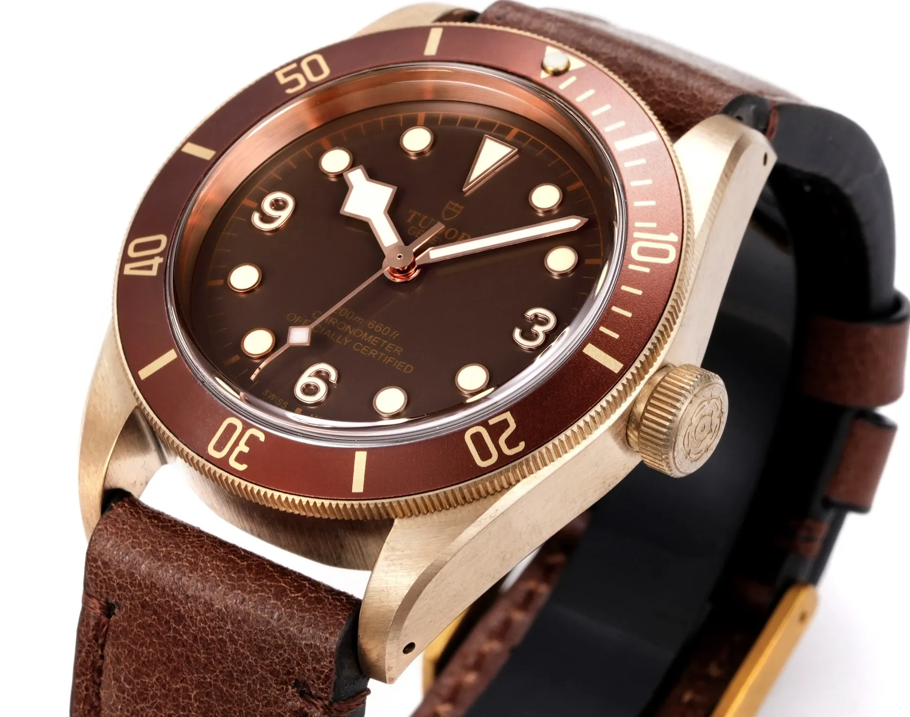 Tudor Black Bay Bronze Automatic Diver’s Watch with Black Dial and Brown Leather Strap - 图片 2