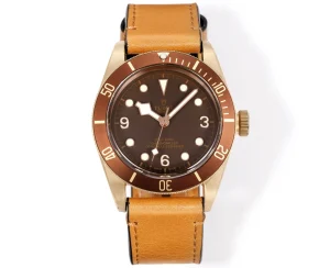 Tudor Black Bay Bronze Automatic Men’s Diver Watch with Brown Dial and Tan Leather Strap