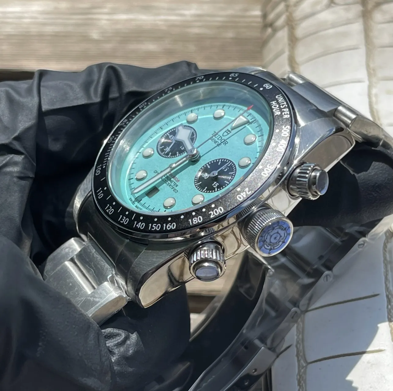 Tudor Black Bay Chrono Turquoise Dial Stainless Steel Bracelet Men’s Chronograph Watch - 图片 4