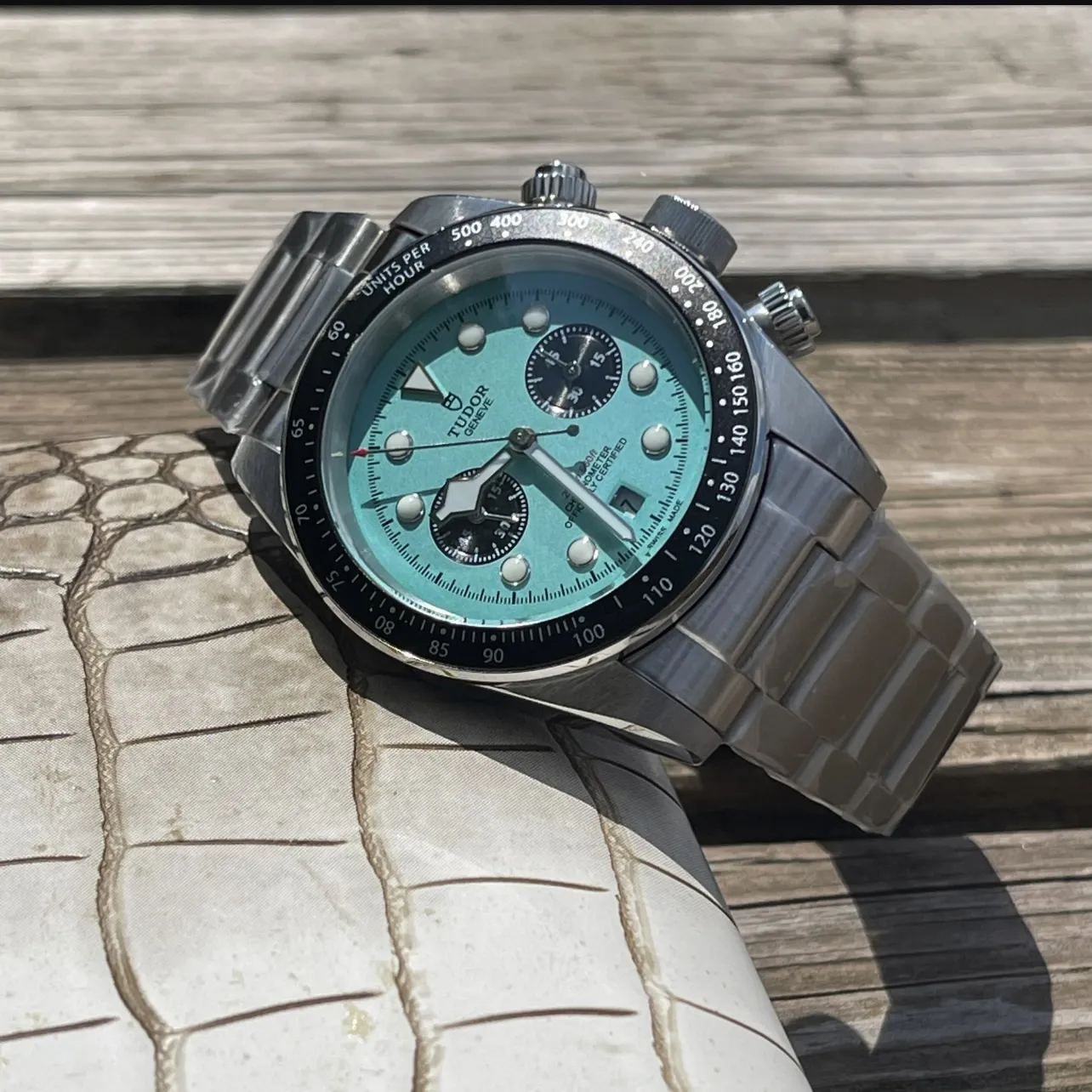 Tudor Black Bay Chrono Turquoise Dial Stainless Steel Bracelet Men’s Chronograph Watch - 图片 8