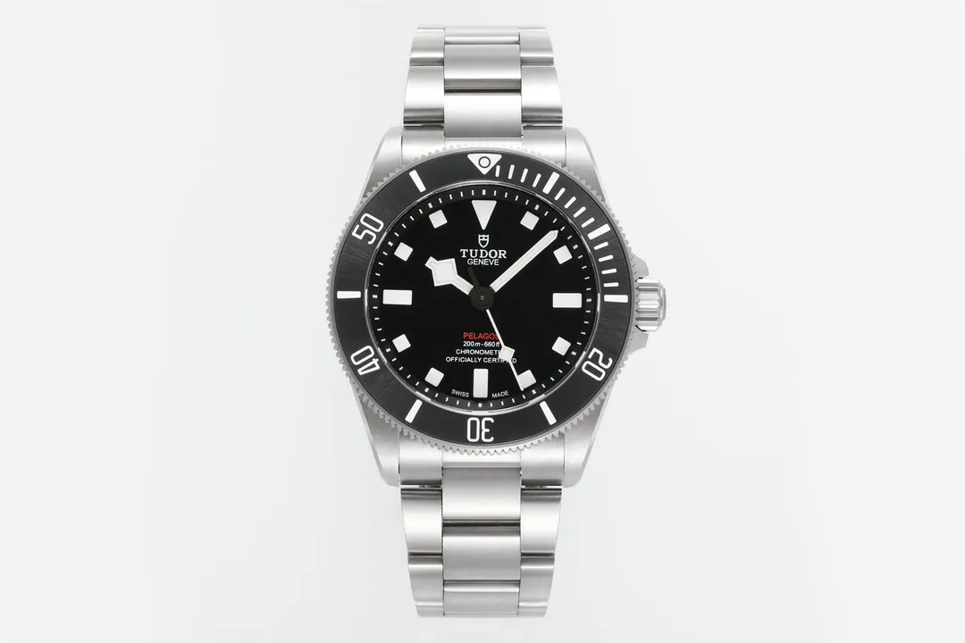 Tudor Pelagos Automatic Black Dial Titanium Diver’s Watch with Silver Metal Bracelet