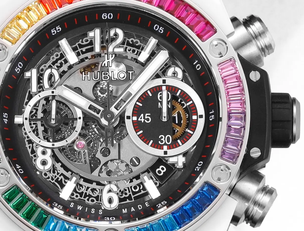 TW Factory Hublot Big Bang Unico Rainbow Ceramic Watch – White with Multicolor Bezel, Automatic Chronograph, 45mm, Super Clone Edition - 图片 4