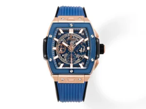 TW Factory HUBLOT Spirit of Big Bang King Gold Blue Skeleton Dial Limited Edition Watch with Rubber Strap – Super Clone Excellence