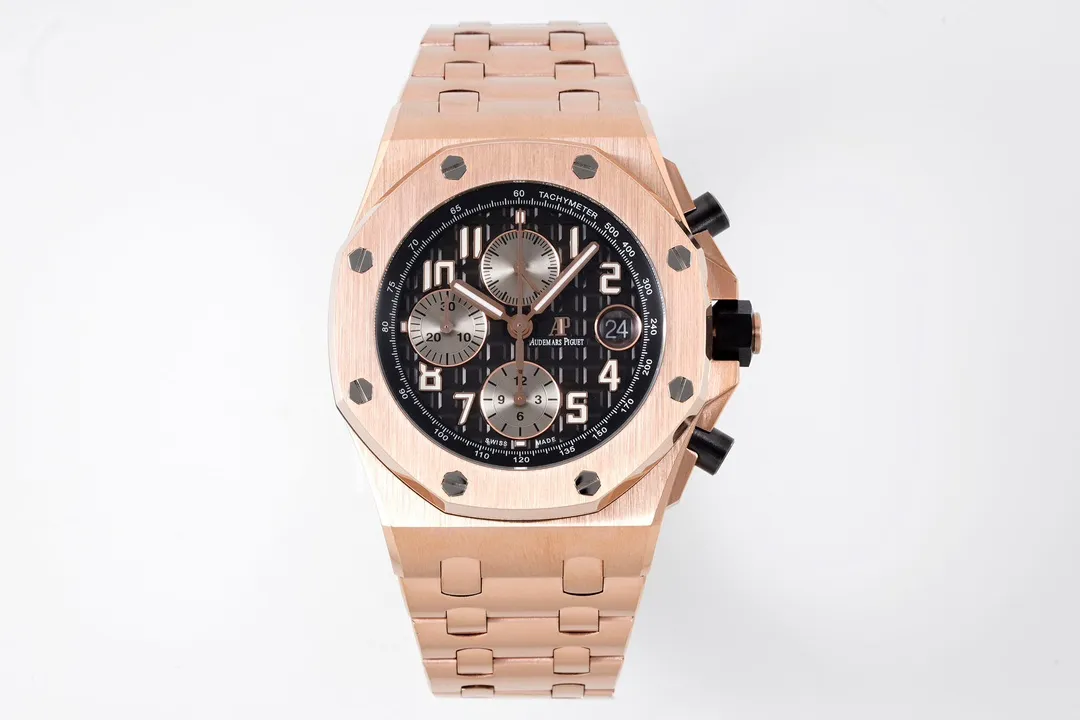 TWA Factory Audemars Piguet Royal Oak Offshore Rose Gold Black Dial Chronograph – Super Clone Watch