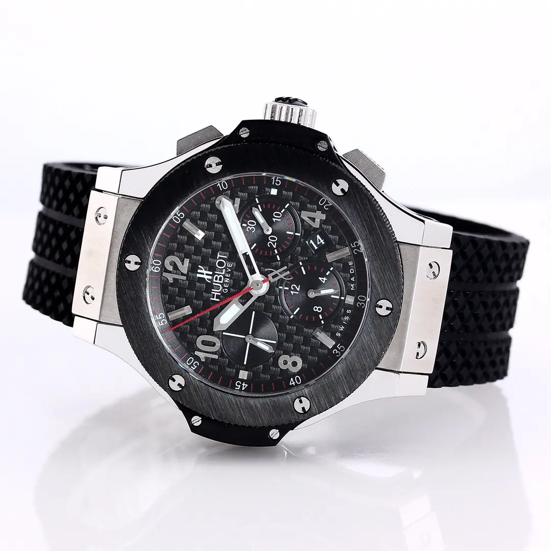 V6 Factory Hublot Big Bang 44mm Black Ceramic & Stainless Steel Chronograph Watch with Rubber Strap – Super Clone Edition - 图片 4
