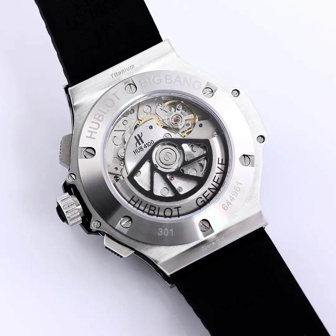 V6 Factory Hublot Big Bang 44mm Black Ceramic & Stainless Steel Chronograph Watch with Rubber Strap – Super Clone Edition - 图片 7