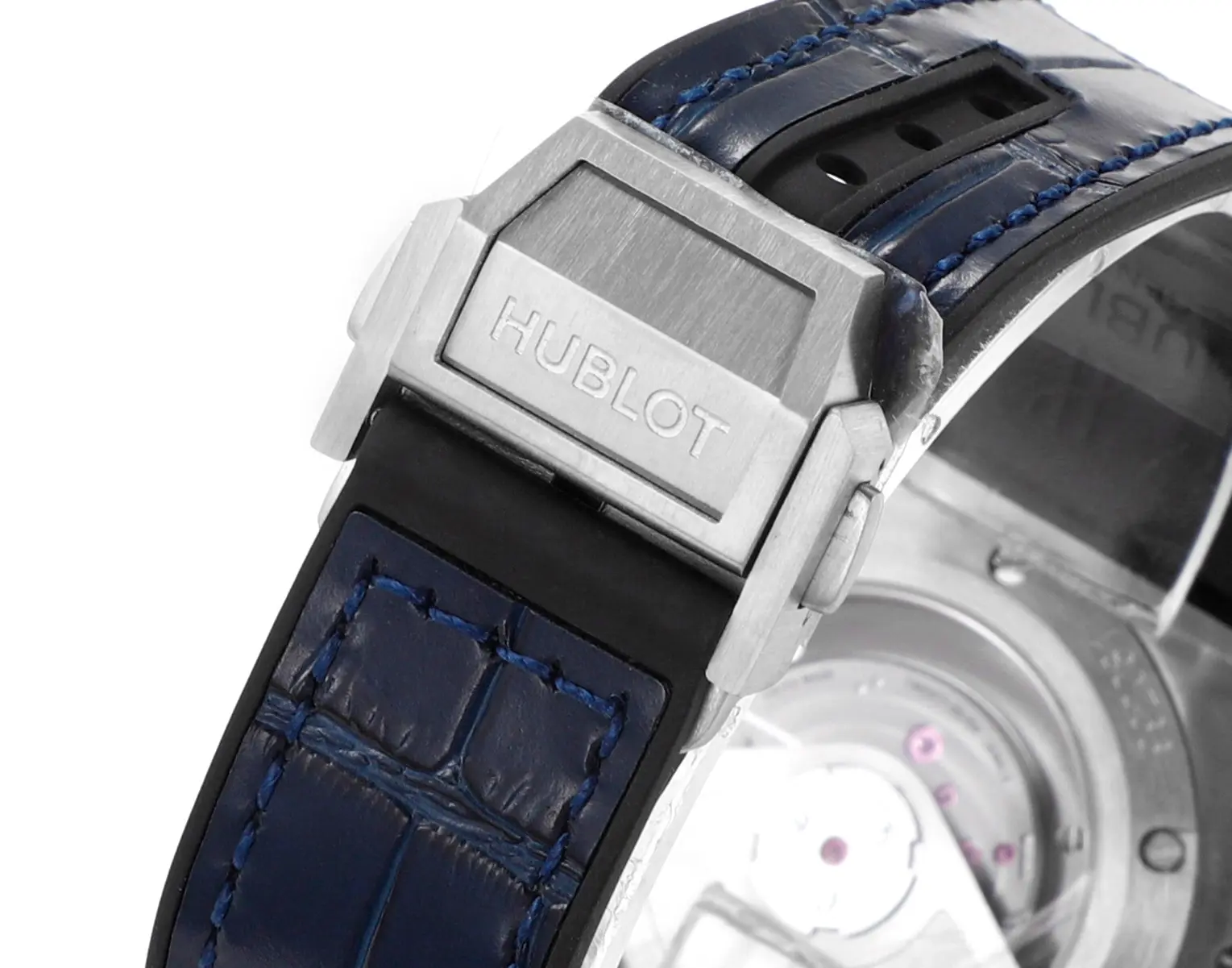 V6 Factory HUBLOT Big Bang One-Click 39mm Stainless Steel White Diamond-Set Watch with Blue Leather Strap – Super Clone Edition - 图片 9