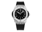 V6 Factory Hublot Big Bang One-Click 39mm Stainless Steel White Pave Watch with Black Strap – Super Clone Edition