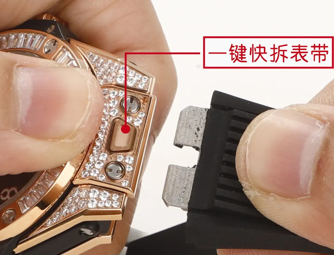 V6 Factory HUBLOT Big Bang One-Click Rose Gold and Black Diamond-Set Automatic Watch – 39mm – Super Clone Edition - 图片 5
