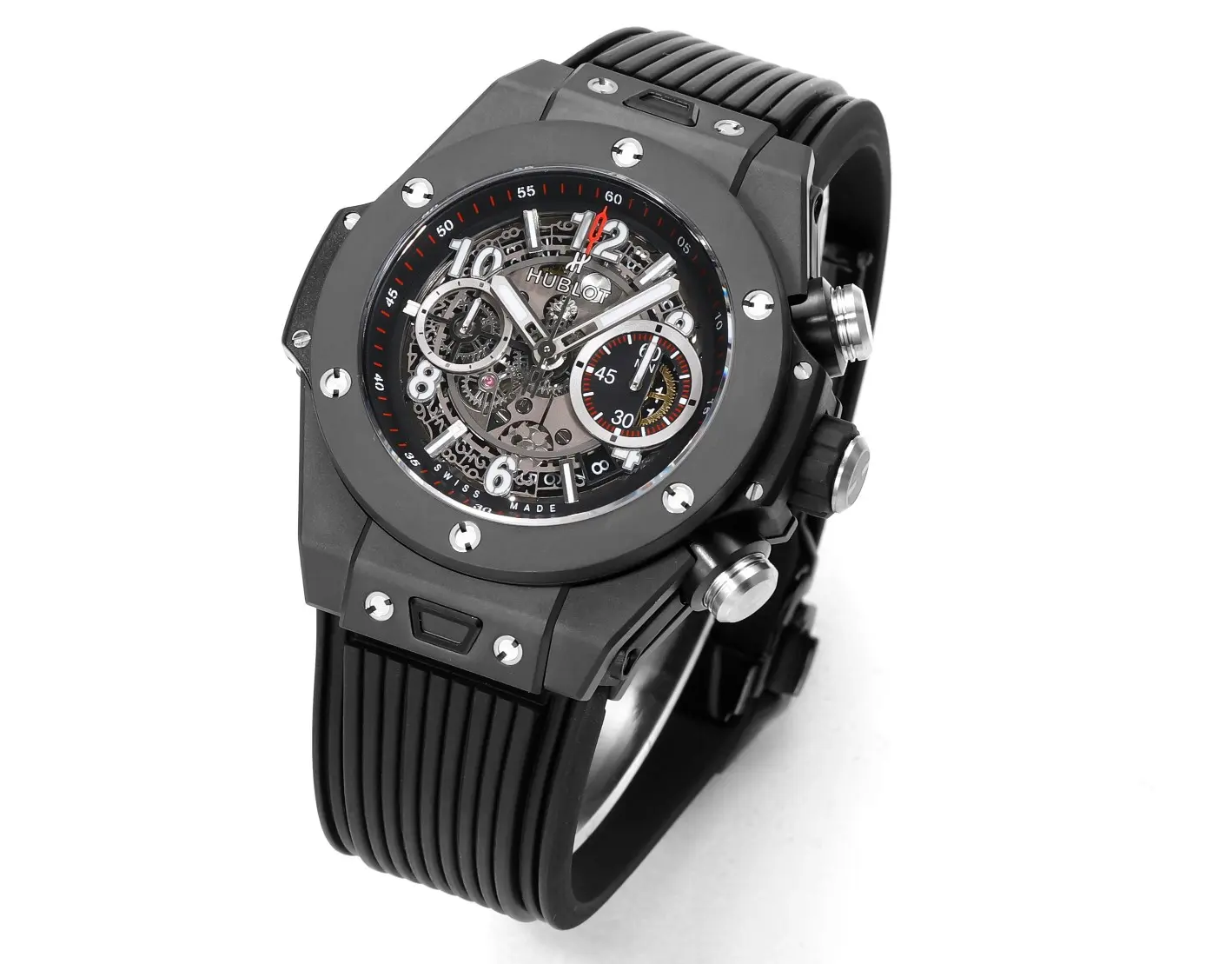 V6 Factory Hublot Big Bang Unico Black Magic 45mm Colorful Ceramic Watch with Rubber Strap – Super Clone Excellence - 图片 2